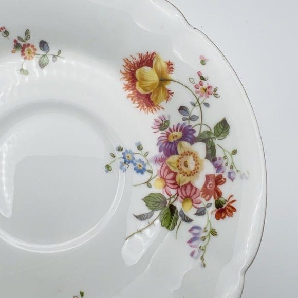 Royal Crown Derby Bone China Teacup Saucer Floral Gold Trim England Vintage - Picture 11 of 16